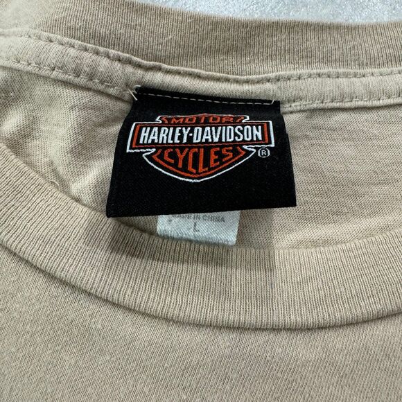 Harley Davidson Biker Girl Graphic Tee Shirt Size L Cream - Picture 2 of 7